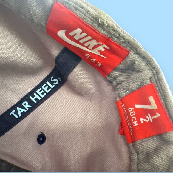 Vintage Nike Hat UNC North Carolina Tar Heels Basketball Size 7 1/2 Baseball Cap - Picture 6 of 7